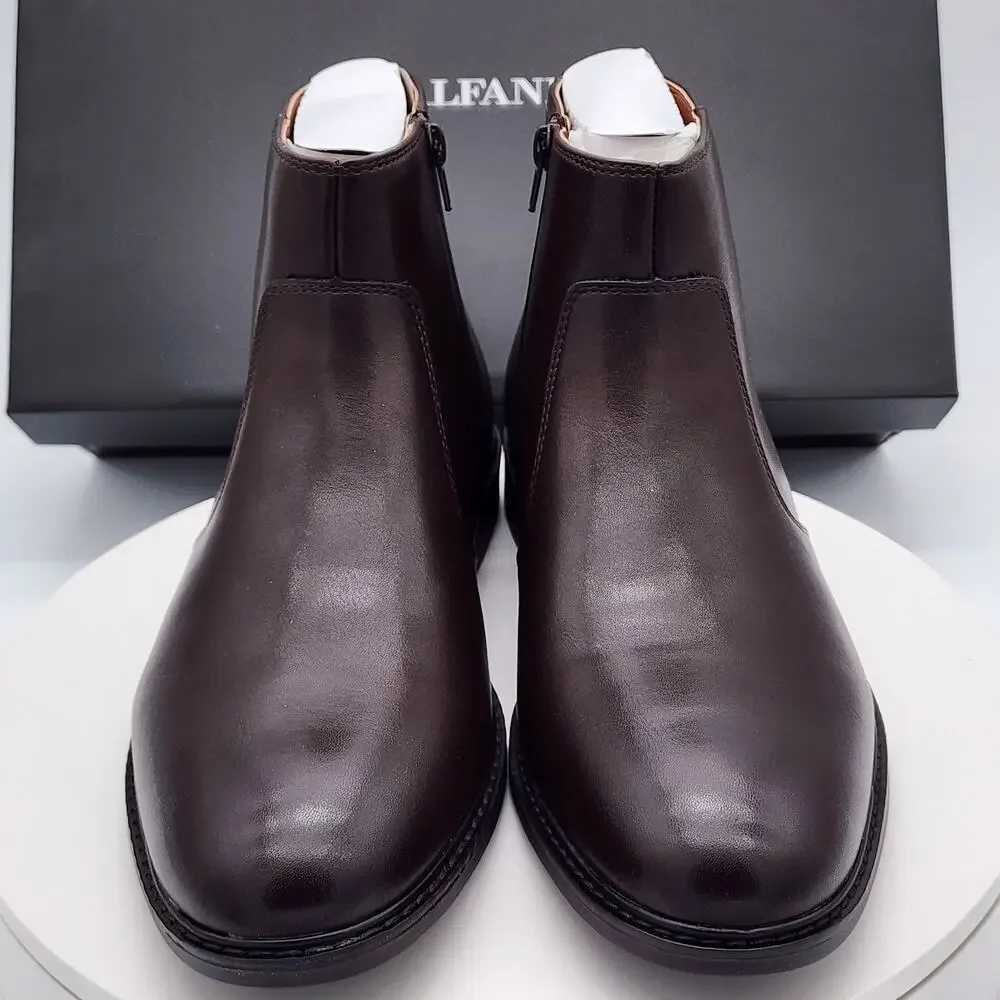Alfani Liam Men’s Espresso Brown Side Zip Ankle Dress Boots Size 9M